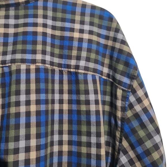 North Face Plaid Flannel Button Shirt Blue Green Size XXL - Picture 5 of 5